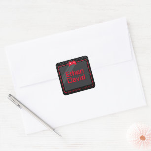 MODERN GAMING trendy cool fun black red Square Sticker