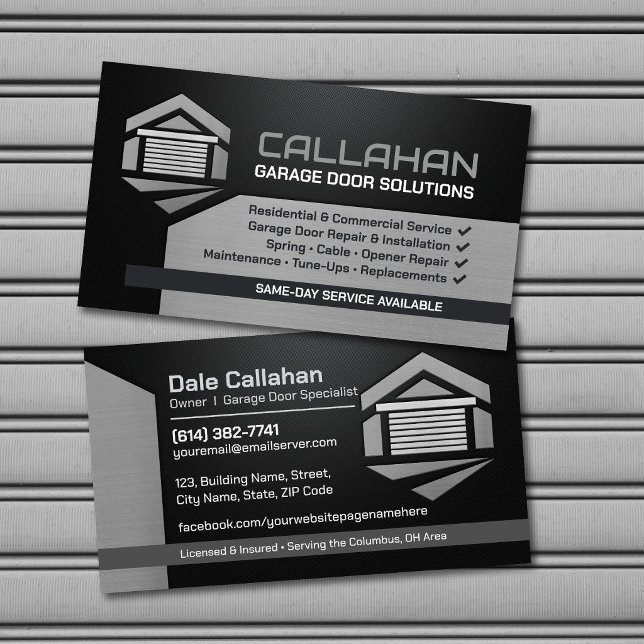 Modern Garage Door Solutions Business Card (Creator Uploaded)