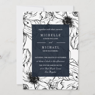 Modern Garden   Blue   Floral wedding Invitation