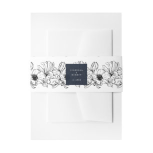 Modern Garden   Blue   Floral wedding Invitation Belly Band