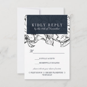 Modern Garden   Blue  wedding Meal Choice RSVP Card