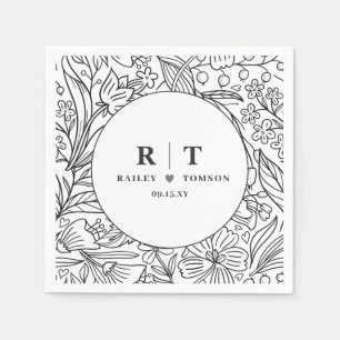 Modern Garden Floral Elegant Engagement Party  Napkin