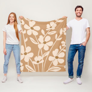 Modern Garden Floral Silhouette  Fleece Blanket