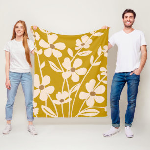 Modern Garden Floral Silhouette Fleece Blanket