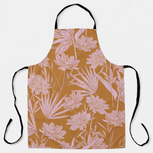 Modern garden flower monotone retro mood seamless apron