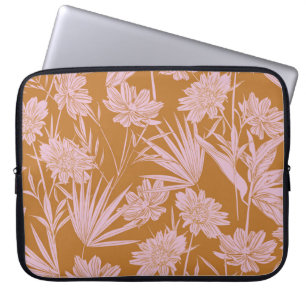 Modern garden flower monotone retro mood seamless  laptop sleeve