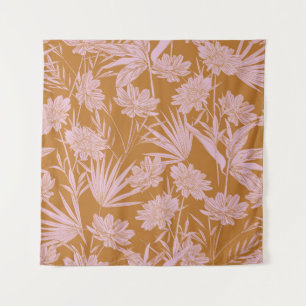 Modern garden flower monotone retro mood seamless  tapestry