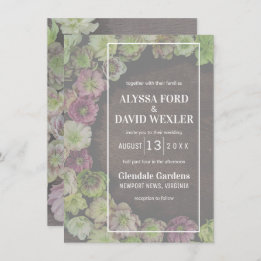 MODERN Garden Hellebore Wood Wedding Invitation
