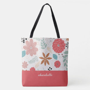 Modern Garden Monogrammed Tote Bag