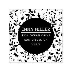 Modern Garden Print Custom Name Return Address Self-inking Stamp