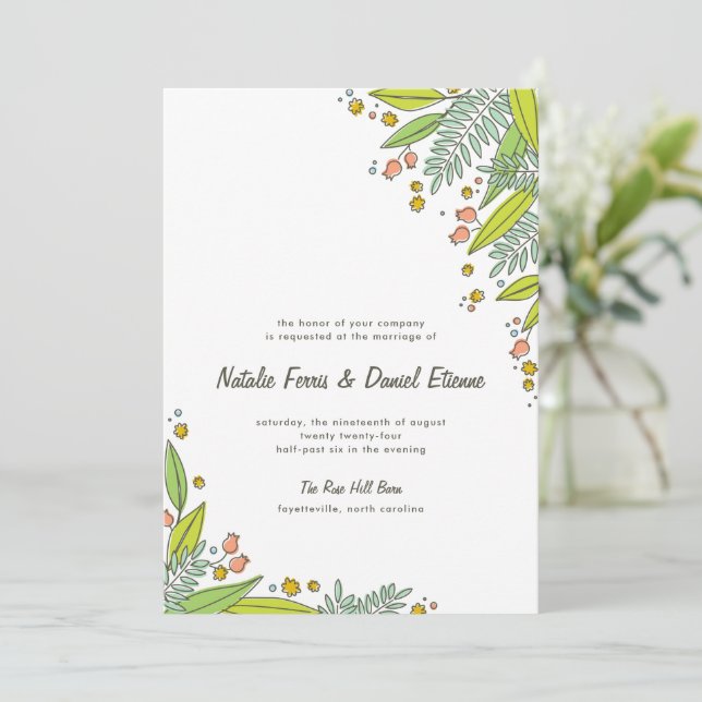 Modern Garden Simple Wedding Invitation (Standing Front)