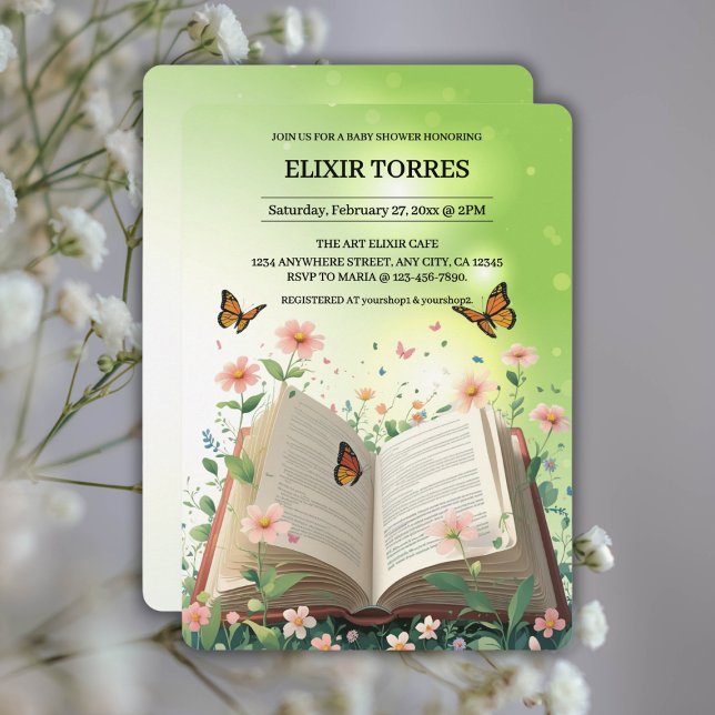Modern Garden Storybook Floral Baby Shower Invitation (Creator Uploaded)