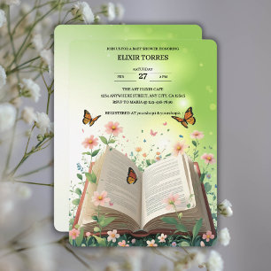 Modern Garden Storybook Floral Baby Shower Invitation