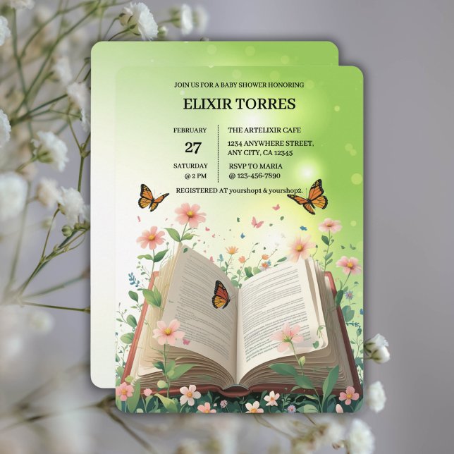 Modern Garden Storybook Floral Baby Shower Invitation (Creator Uploaded)