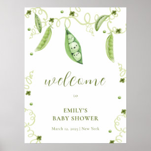 Modern Garden Sweet Pea Baby Shower Welcome Poster