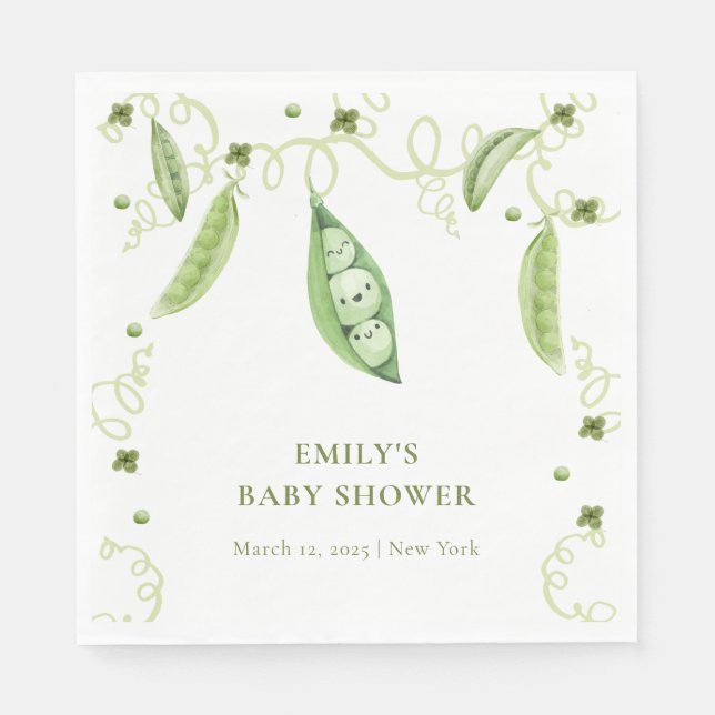 Modern Garden Sweet Pea In Pod Baby Shower  Napkin (Front)