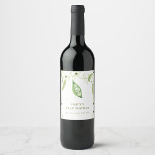 Modern Garden Sweet Pea In Pod Baby Shower Wine Label