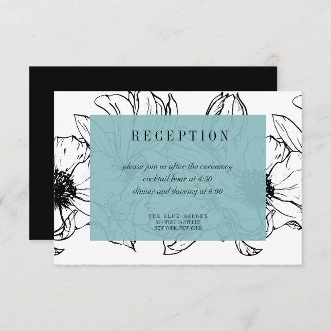 Modern Garden | Turquoise | Floral wedding RSVP Invitation (Front/Back)