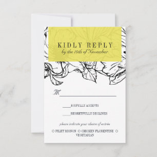 Modern Garden   Yellow wedding Meal Choice RSVP Card