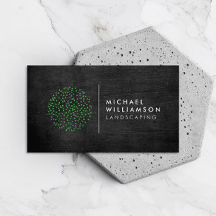Modern Gardener Landscaping Shrub Logo Black Wood Business Card