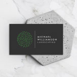 Modern Gardener Landscaping Shrub Logo Dark Grey Business Card<br><div class="desc">An abstract green shrub motif is offset next to your name or business name for a unique logo on this customisable business card for landscapers or gardeners. The double-sided card design provides plenty of room on the backside for your contact info and details. Designed for lawn care businesses, landscaping companies,...</div>