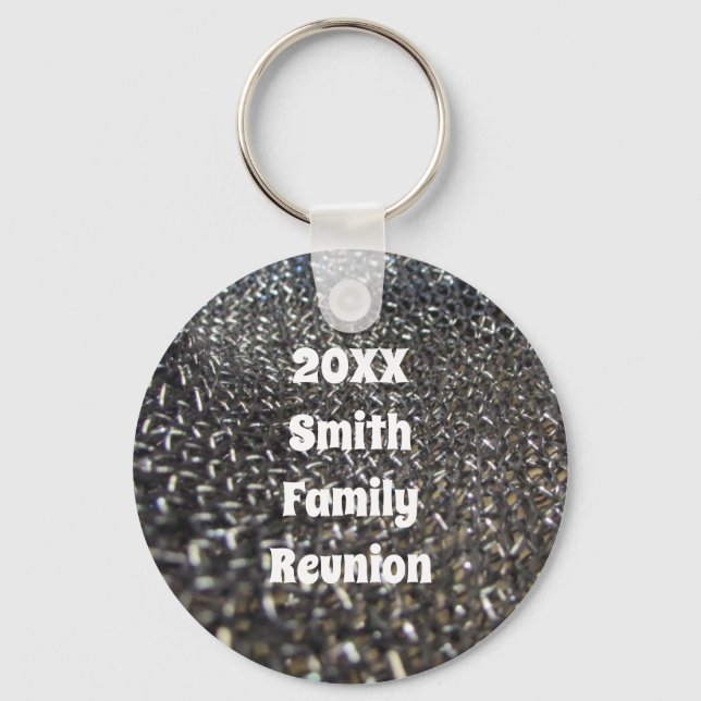 Modern Gathering Black And White Family Reunion Key Ring (Front)