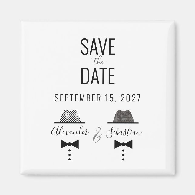 Modern Gay Wedding Save The Date Invitation Magnet (Front)
