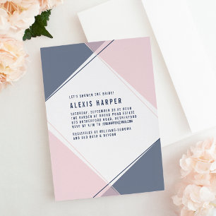Modern Gem Blush and Navy Bridal Shower Invitation