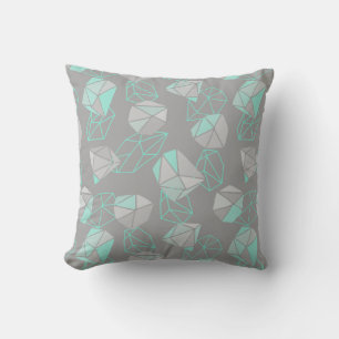 Modern Gems Pattern Grey & Aqua Cushion