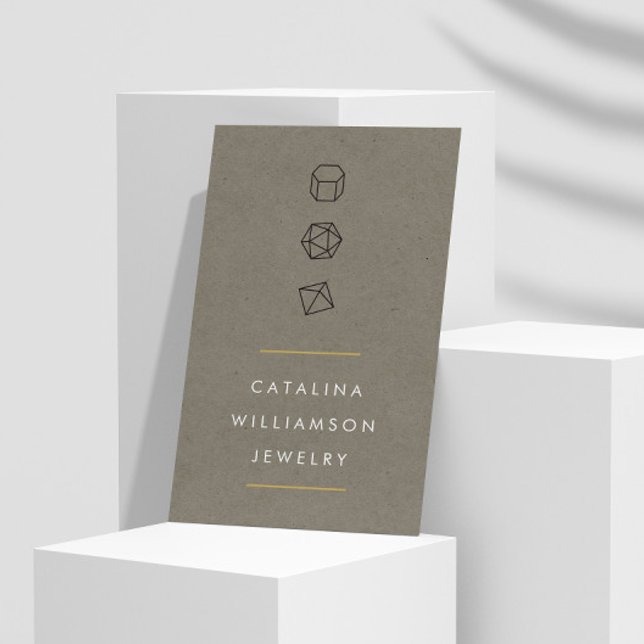 Modern Gemstone Trio Logo Vertical Khaki Business Card (Creator Uploaded)
