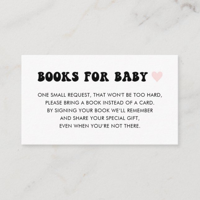 Modern Gender Neutral Baby Shower Books For Baby Enclosure Card (Front)