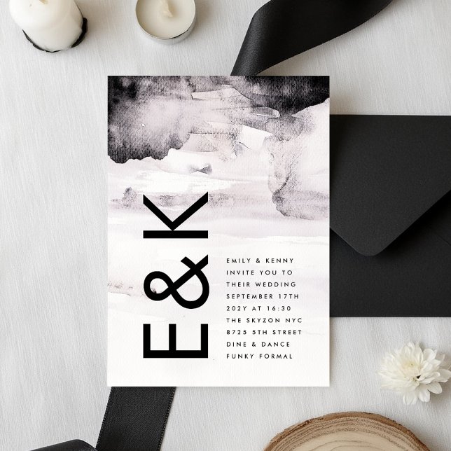 Modern Gender Neutral Black Ink Wedding Invitation (Creator Uploaded)