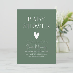 Modern Gender Neutral Sage Green Baby Shower Invitation