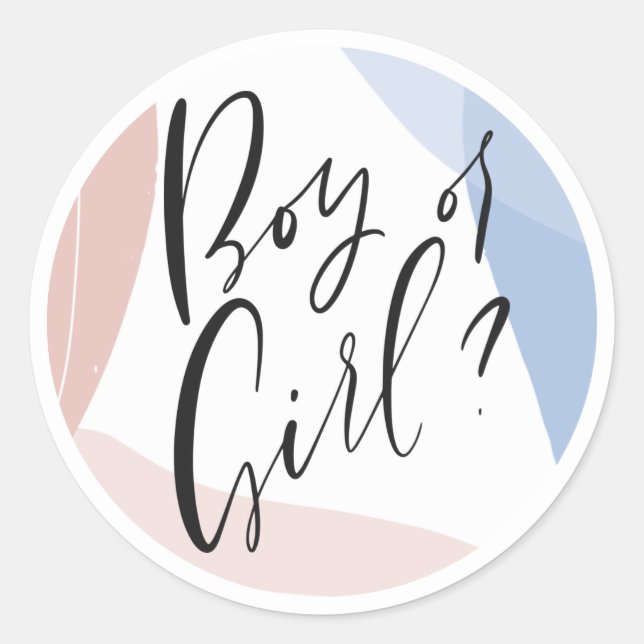 Modern Gender Reveal Party Decoration Classic Round Sticker (Front)