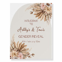 Modern Gender Reveal welcome sign, Pampas Grass 