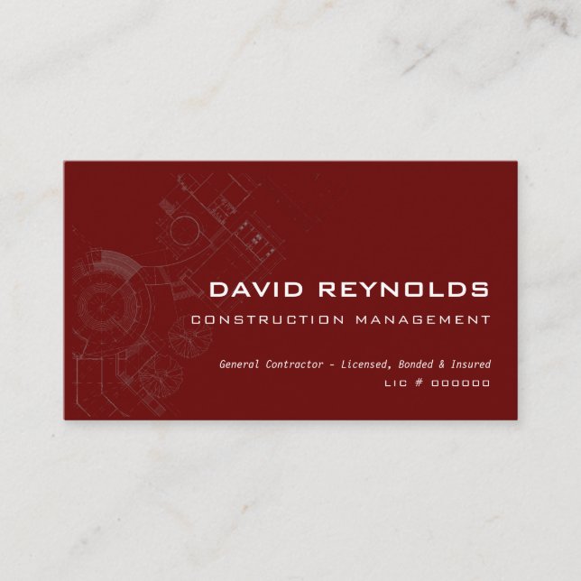 Modern General Construction Chalk Business Cards (Front)