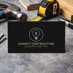 Modern General Contractor Logo Black Business Card