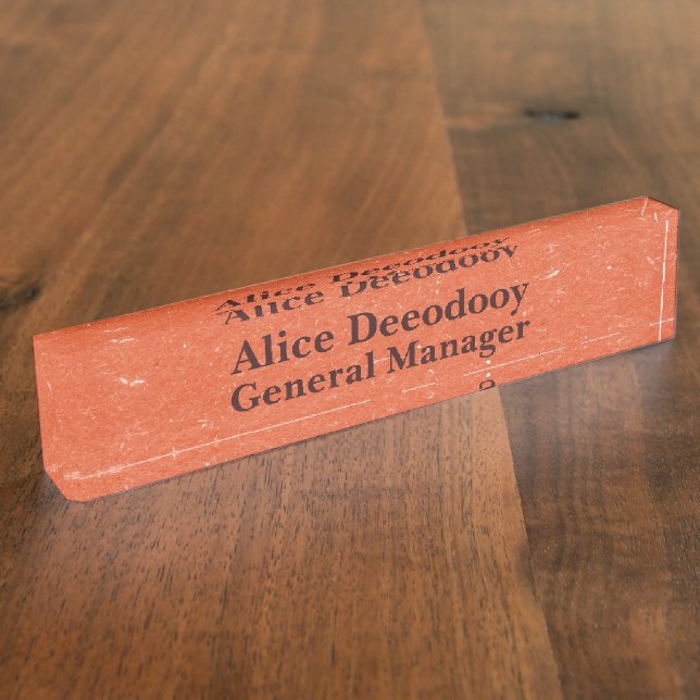 Modern General Manager Textured Burnt Orange Nameplate (Side)