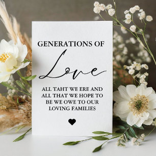 Modern Generations of love Wedding Party Sign