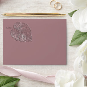 Modern gentle embossed tropical leaf envelope