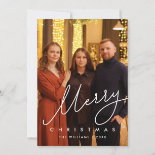 Modern Gentle Script, Merry Christmas Family Photo Holiday Card
