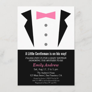 Modern Gentleman Tuxedo Bow Tie Baby Boy Shower Invitation