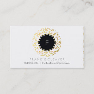MODERN GEO HEXAGON monogram bold spot gold eco Business Card