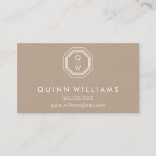 MODERN GEO MONOGRAM octagon geometric shape kraft Business Card
