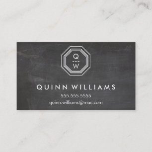 MODERN GEO MONOGRAM octogon geometric shape grey Business Card