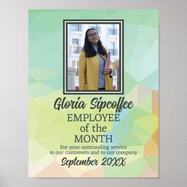 Modern geo photo employee of the month award poster (Front)