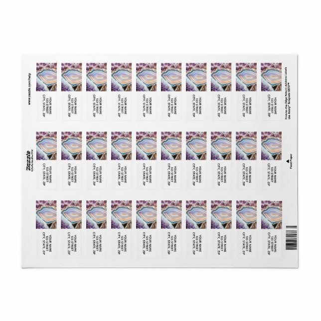 Modern Geode Cyrstal | Crystal Photo Label (Full Sheet)