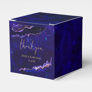 Modern Geode Deep Blue Agate Calligraphy Wedding Favour Box