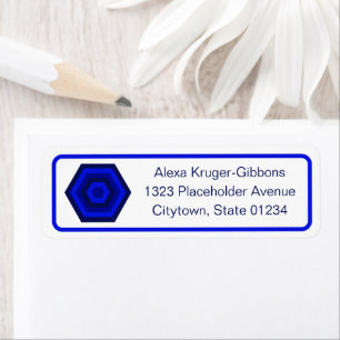 Modern Geometric 3-Line Blue Nested Hexagons