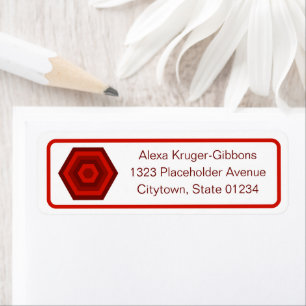 Modern Geometric 3-Line Red Nested Hexagons